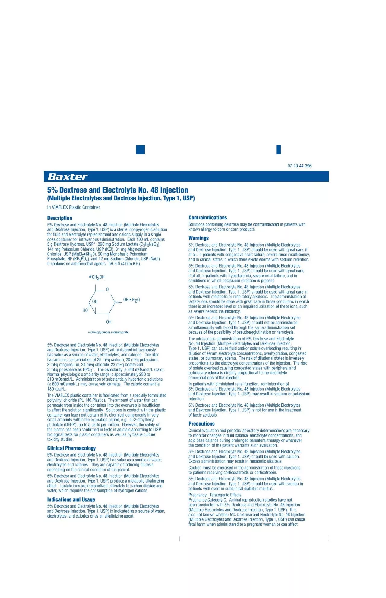 PDF-known allergy to corn or corn productsWarningsandDextrose Injection