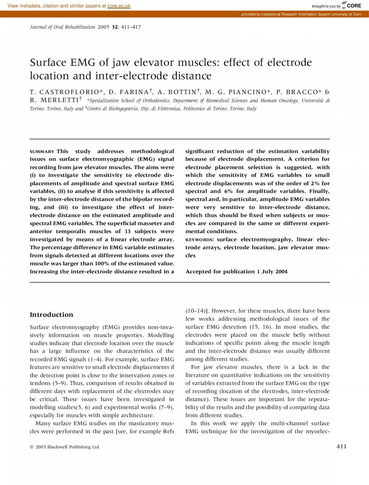 PDF-SurfaceEMGofjawelevatormuscleseffectofelectrodelocationandinterelect