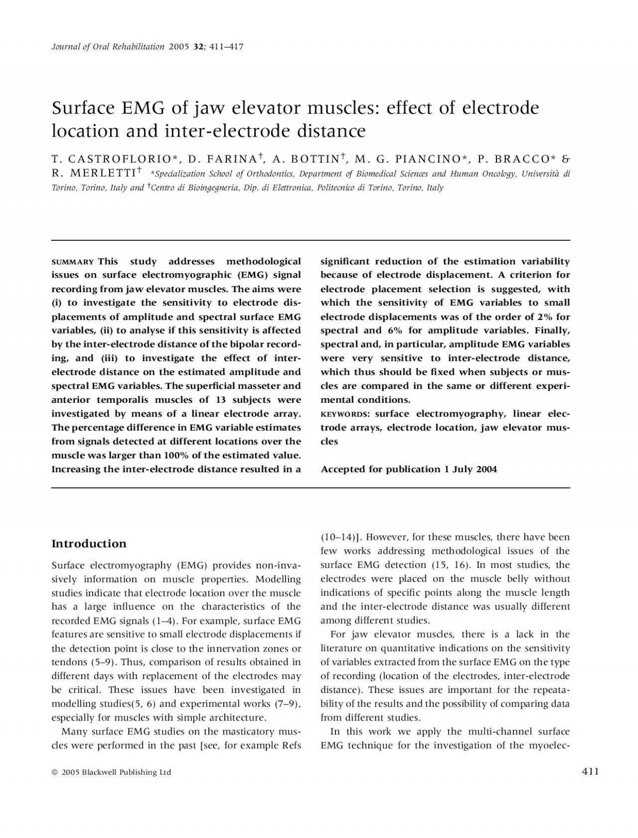 PDF-SurfaceEMGofjawelevatormuscleseffectofelectrodelocationandinterelect