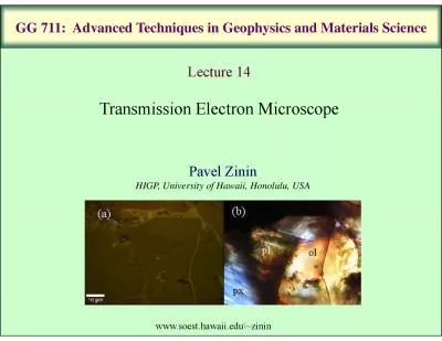 GG 711Advanced Techniques in Geophysics and Materials Science HIGP U