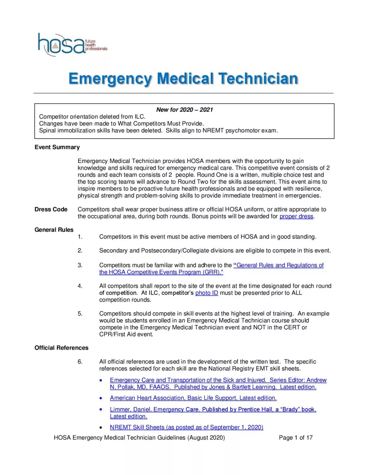 PDF-HOSA Emergency Medical Technician Guidelines