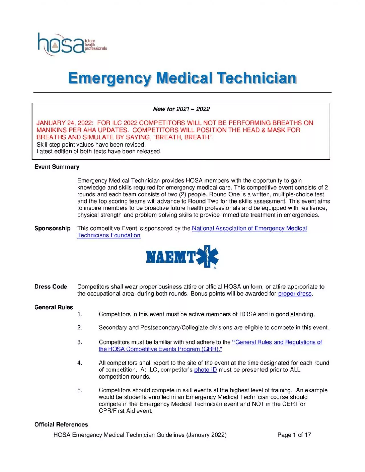 PDF-HOSA Emergency Medical Technician Guidelines