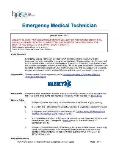 HOSA Emergency Medical Technician Guidelines