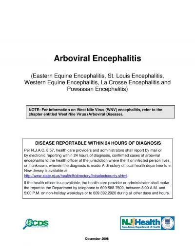 Arboviral Encephalitis Eastern Equine Encephalitis St Louis Encepha