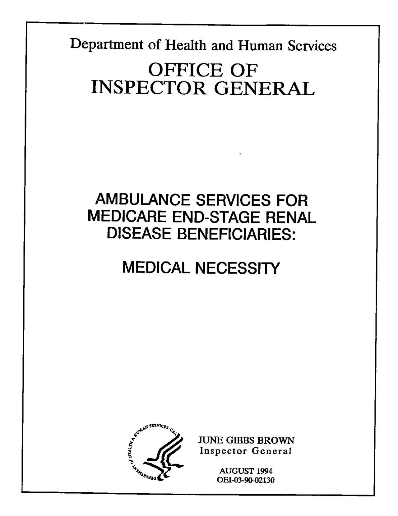 Department of Health and Human Services OFFICE OF INSPECTOR GENERAL AM