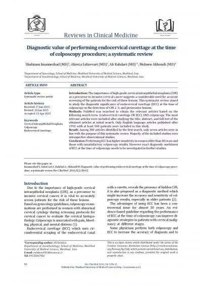 Diagnostic value of performing endocervical curettage at the time