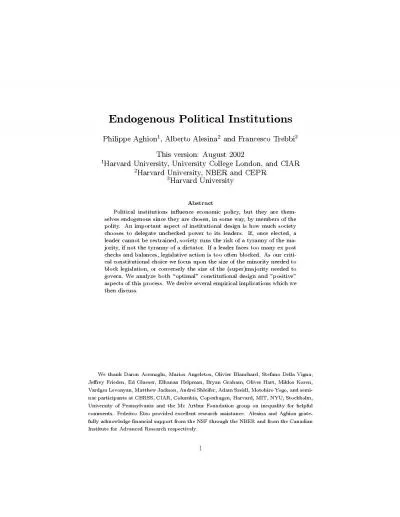 EndogenousPoliticalInstitutionsPhilippeAghionAlbertoAlesinaandFrances