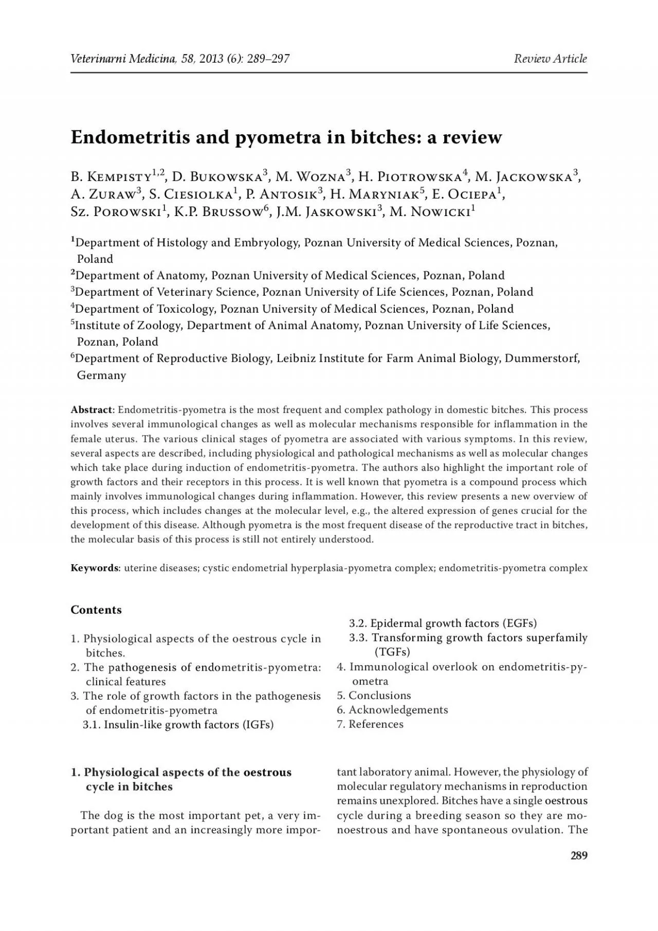 PDF-Endometritis and pyometra in bitches a review