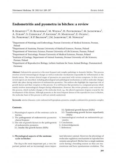 Endometritis and pyometra in bitches a review