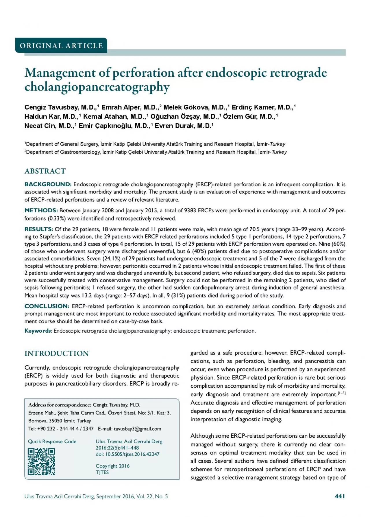 PDF-Tavusbay et al Management of perforation after endoscopic retrograde