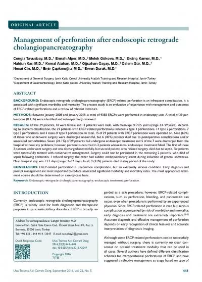 Tavusbay et al Management of perforation after endoscopic retrograde