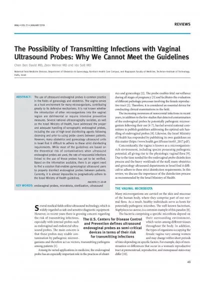 The use of ultrasound endovaginal probes is common practice in the el