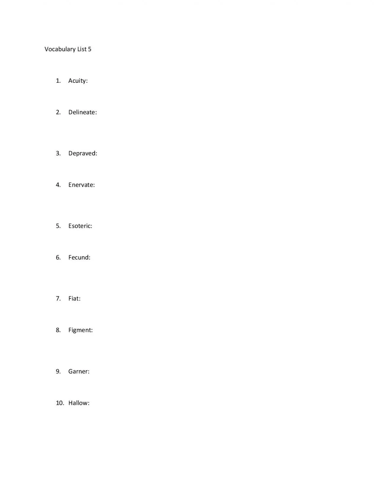 PDF-Vocabulary List 5