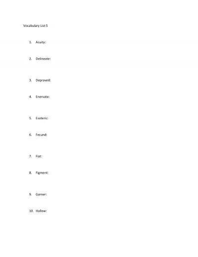 Vocabulary List 5