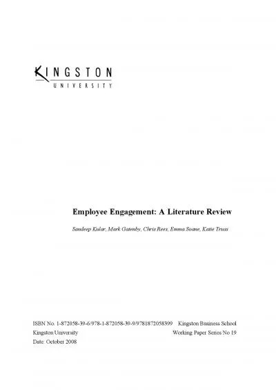 Employee Engagement A Literature Review