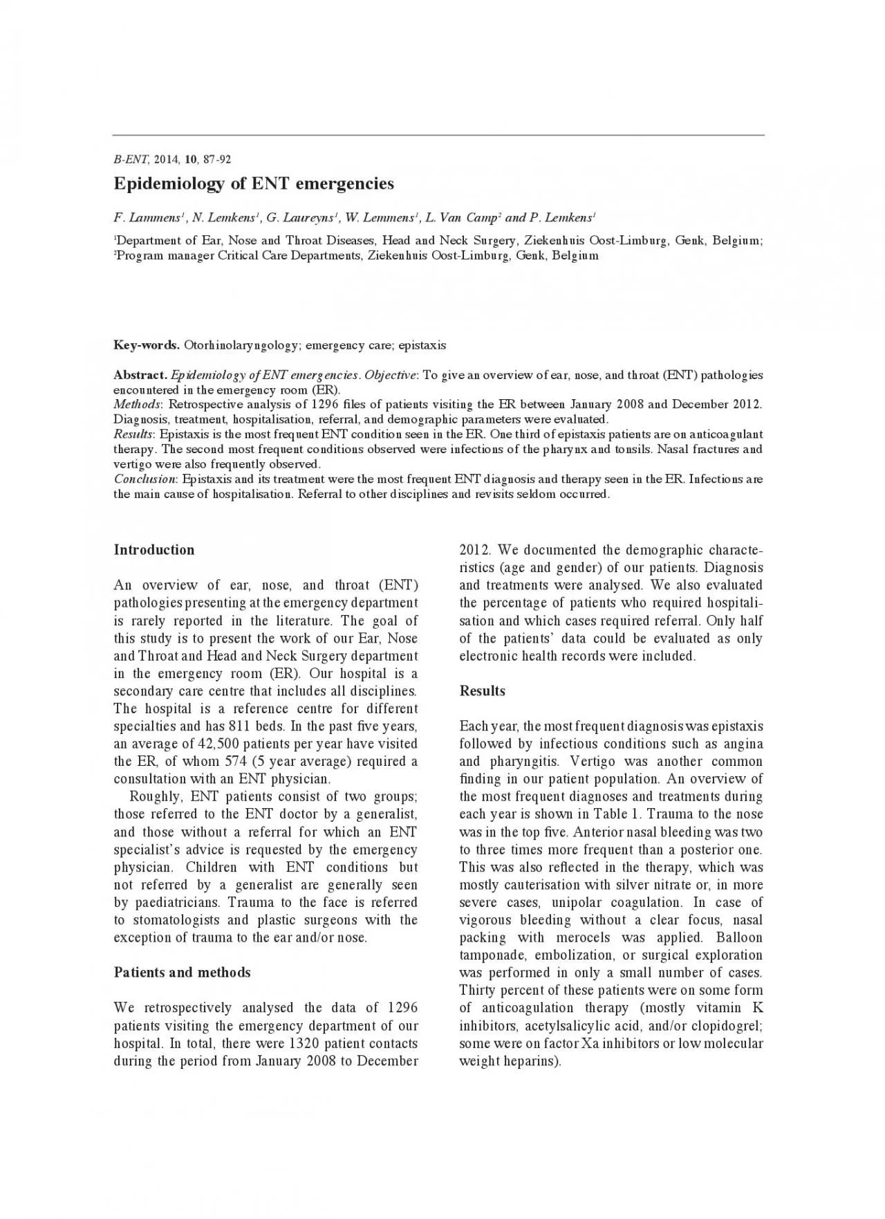 PDF-pathologies presenting at the emergency department is rarely reported