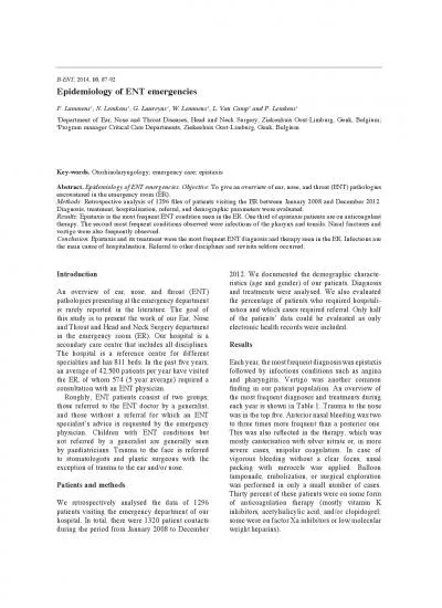 pathologies presenting at the emergency department is rarely reported