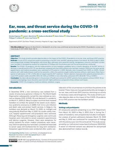 Ear nose and throat service during the COVID19