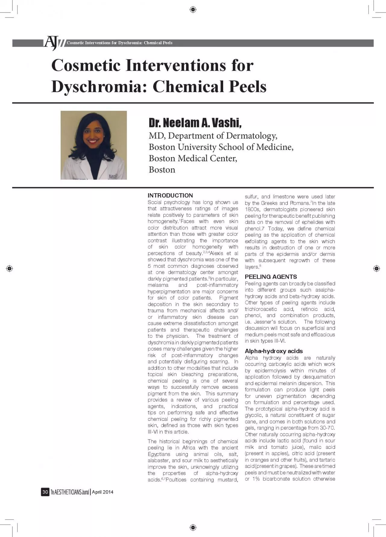 Cosmetic Interventions for Dyschromia Chemical Peels