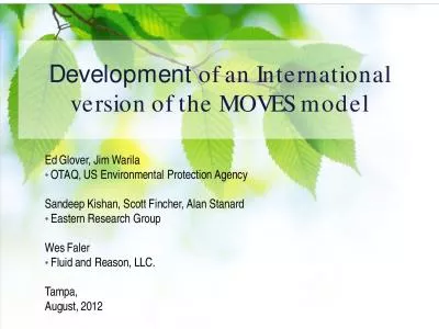 Development of an International version of the MOVES modelEd Glover J