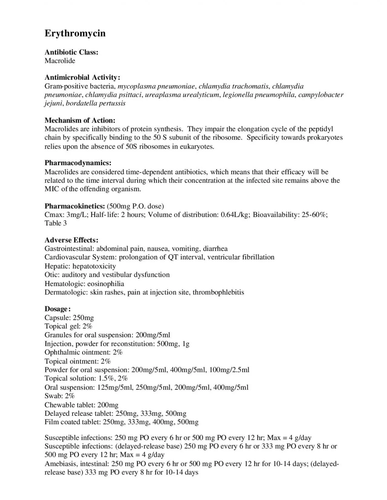 PDF-Erythromycin Antibiotic Class Antimicrobial Activitypositive bacte