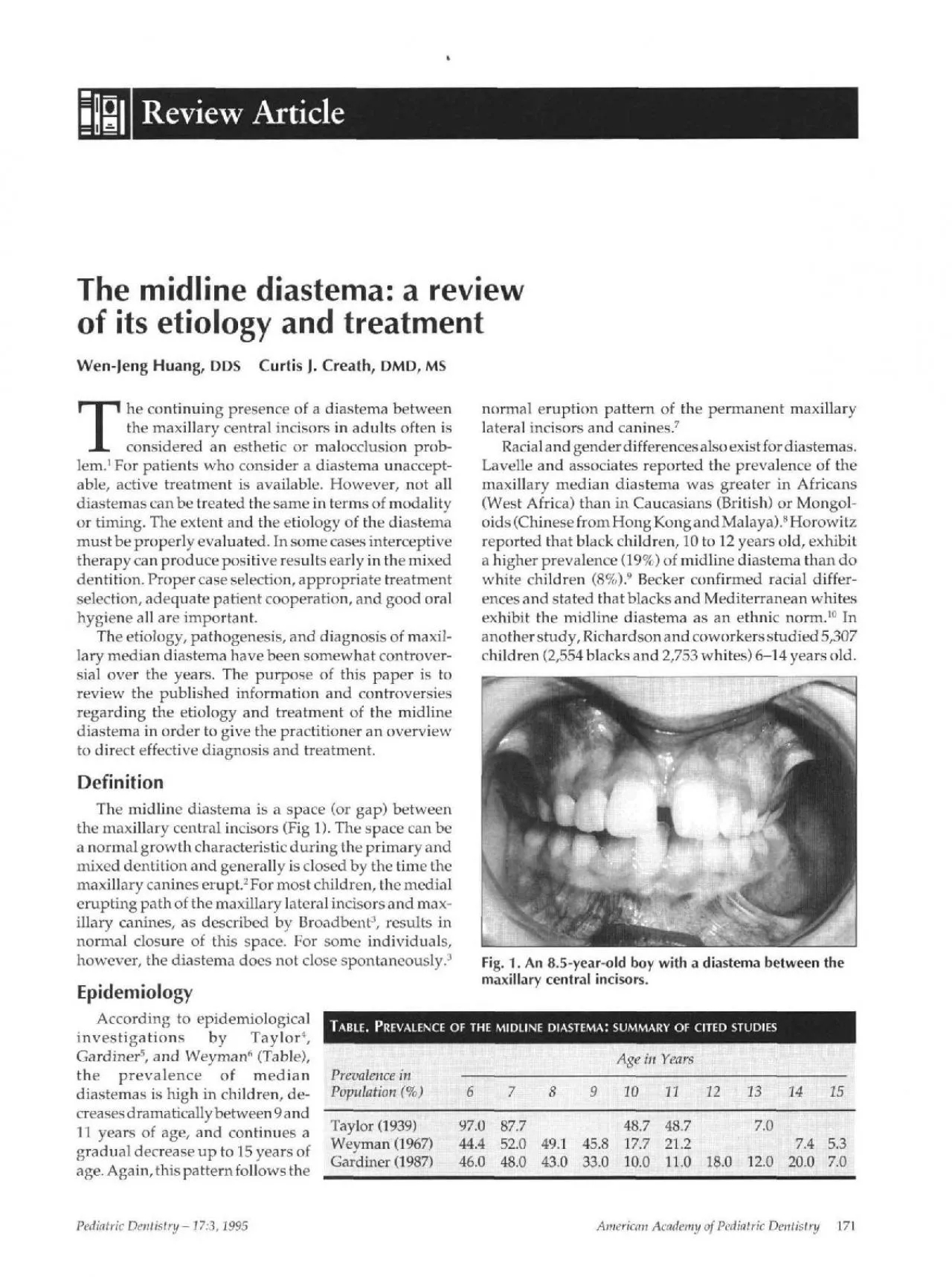 PDF-RevieTho itWenJenTh presenc a betweeth centra incisorconsiderelem un