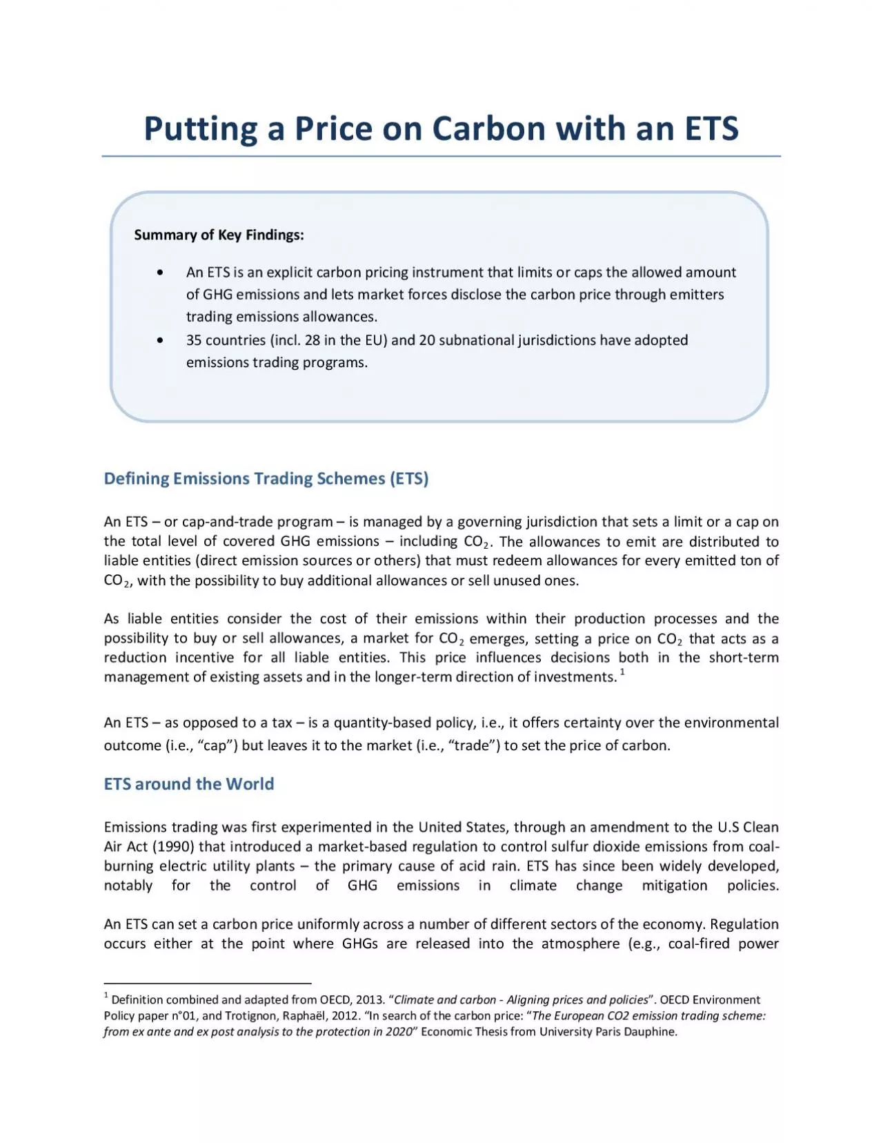 PDF-utting a Price onCarbon with anETS