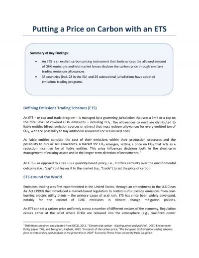 utting a Price onCarbon with anETS