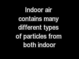 Indoor air contains many different types of particles from both indoor