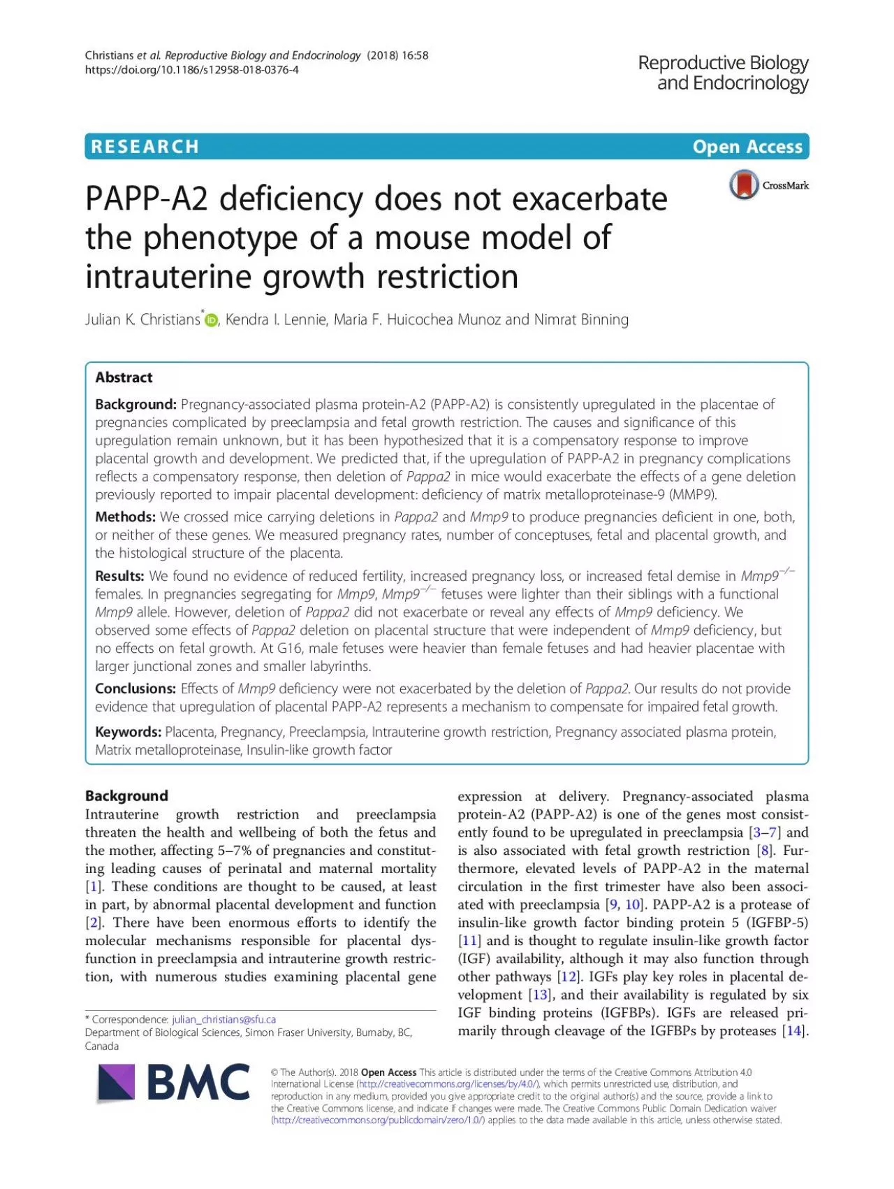 PDF-PAPPA2deficiencywouldthereforebeexpectedtoreduceIGFavailabilityandi