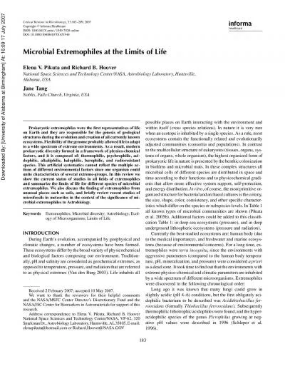 MICROBIALEXTREMOPHILESATTHELIMITSOFLIFEpotentialforbiotechnologyandsig