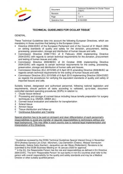 Document Technical Guidelines for Ocular Tissue TGOT