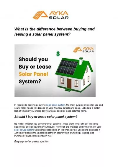 What is the difference between buying and leasing a solar panel system?