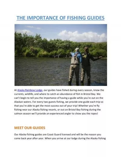 THE IMPORTANCE OF FISHING GUIDES