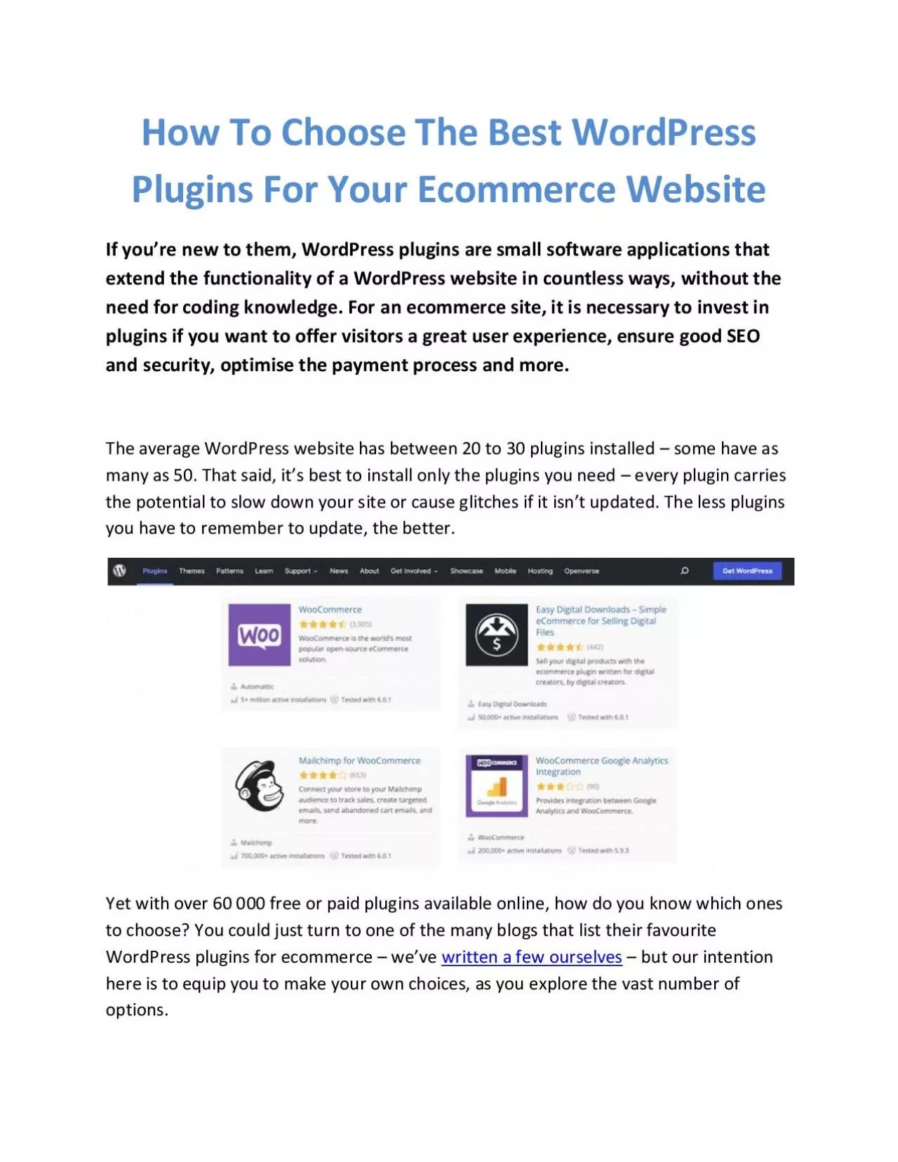 How To Choose The Best WordPress Plugins For Your Ecommerce Website