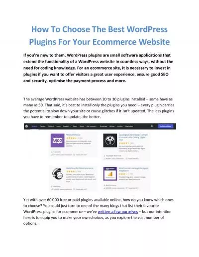 How To Choose The Best WordPress Plugins For Your Ecommerce Website