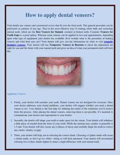 How to apply dental veneers?