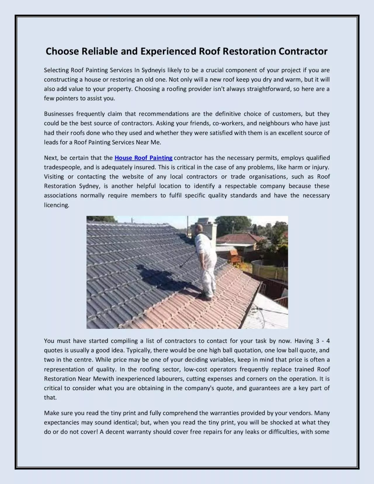 PDF-Choose Reliable and Experienced Roof Restoration Contractor