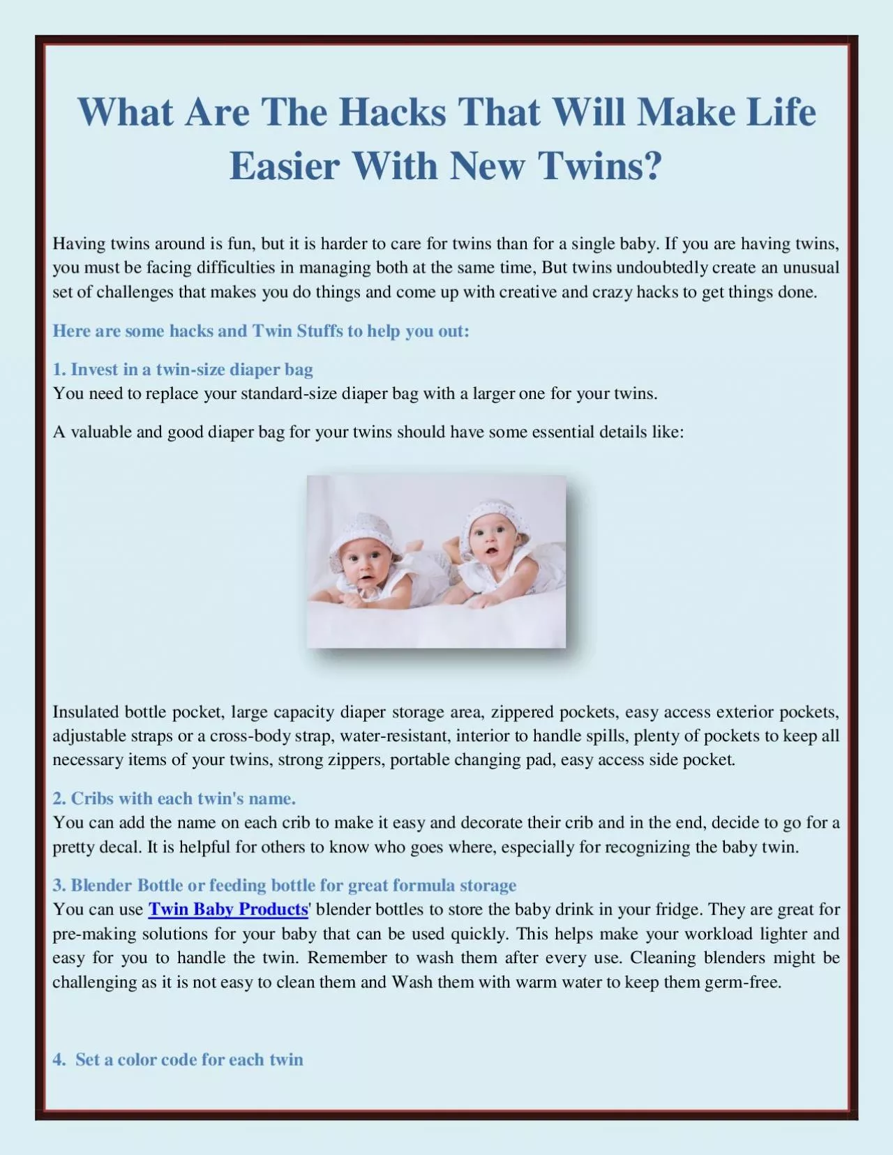 What Are The Hacks That Will Make Life Easier With New Twins?