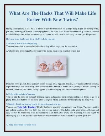 What Are The Hacks That Will Make Life Easier With New Twins?
