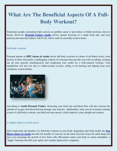 What Are The Beneficial Aspects Of A Full-Body Workout?