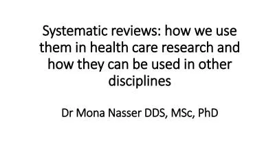 Systematic reviews how we use