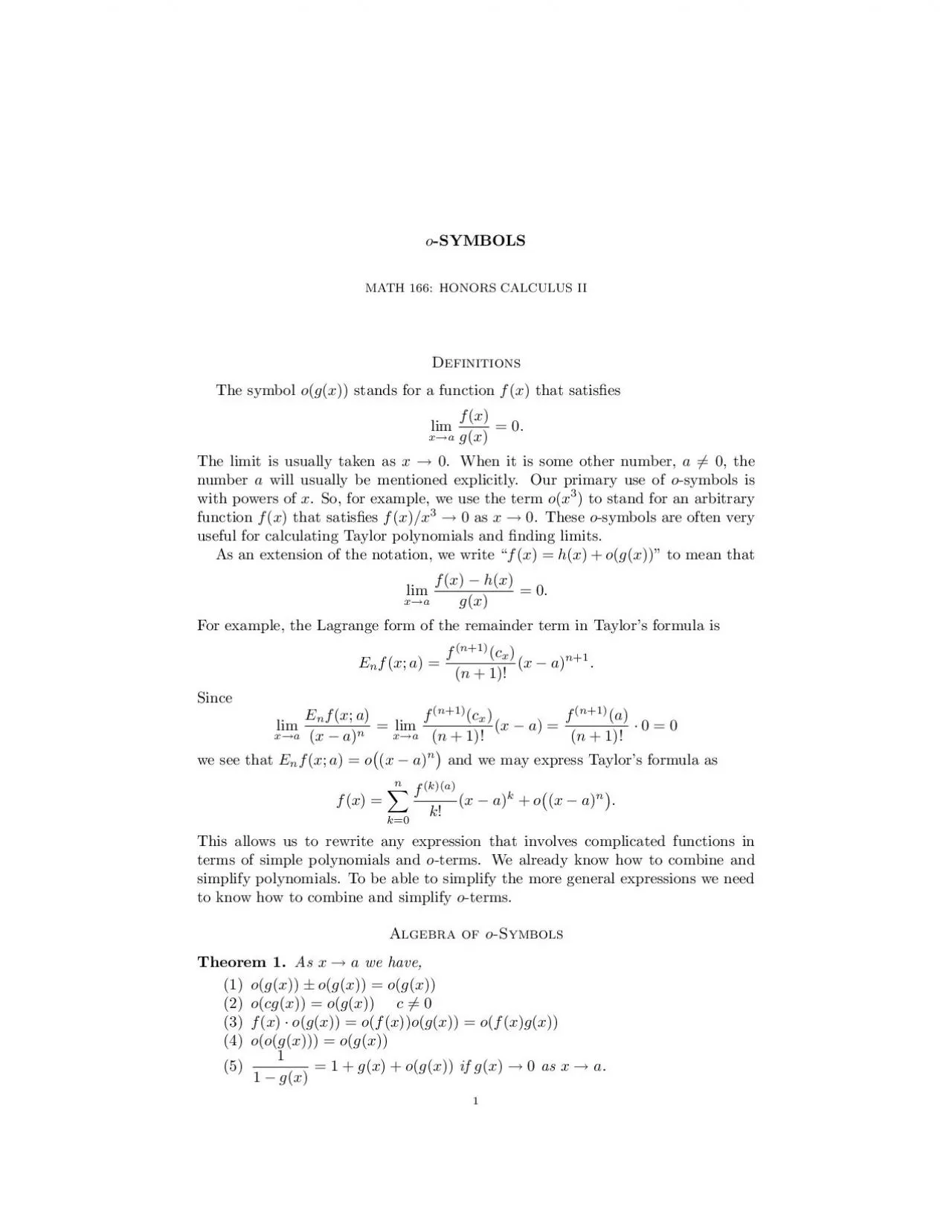 PDF-2MATH166HONORSCALCULUSIIProof1Thesymbologx6ogxstandsfora