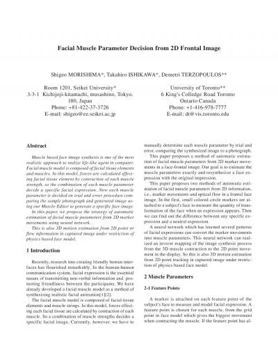 Facial Muscle Parameter Decision from 2D Frontal ImageShigeo MORISHIMA