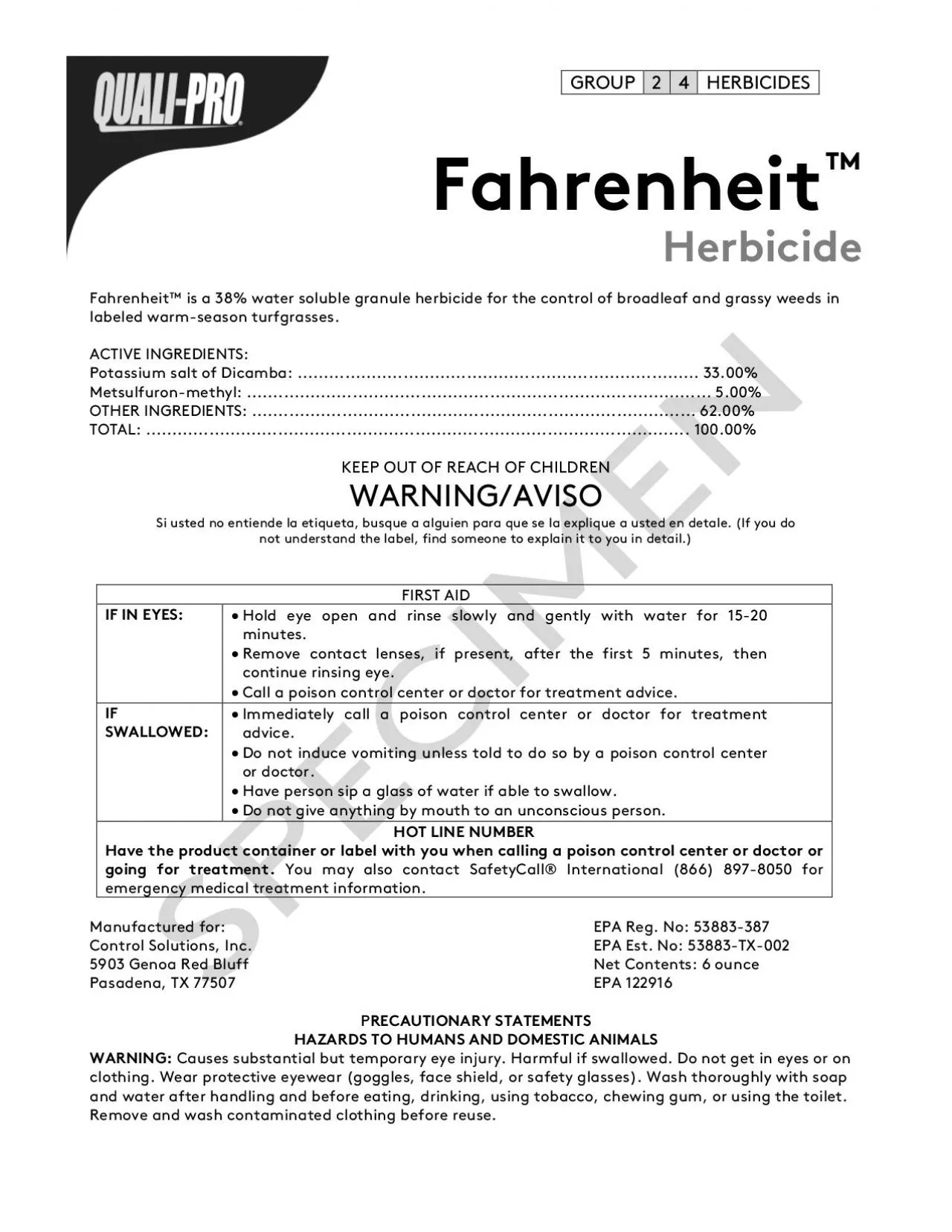 PDF-EPA Reg No 53883387 Control Solutions Inc TX002 5903 Gen