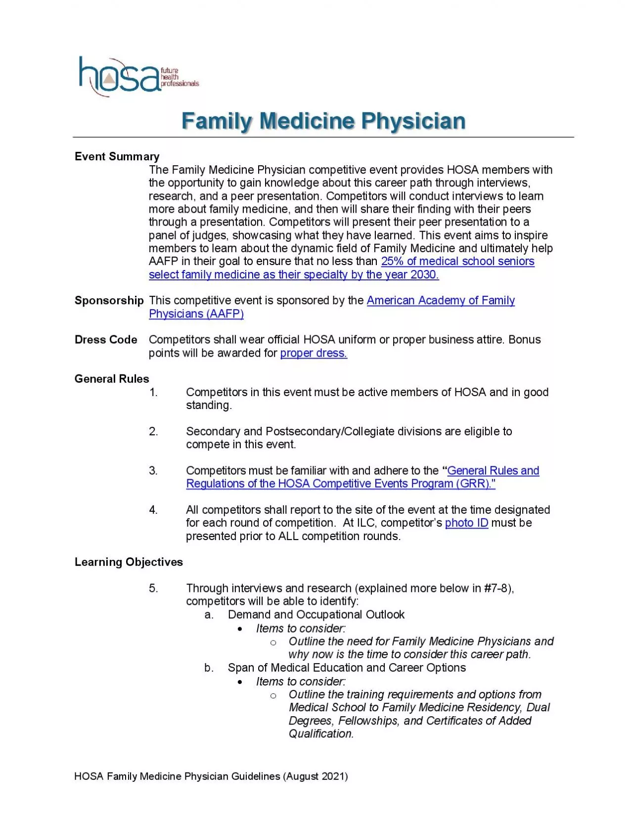 x0000x0000HOSA Family Medicine PhysicianGuidelines August