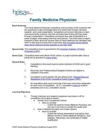 x0000x0000HOSA Family Medicine PhysicianGuidelines August