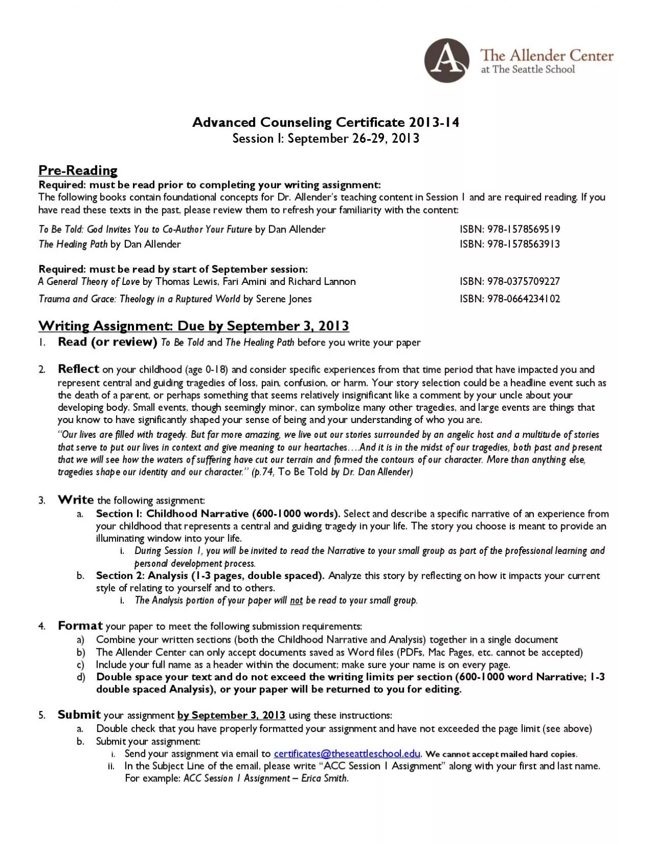 Advanced Counseling Certificate