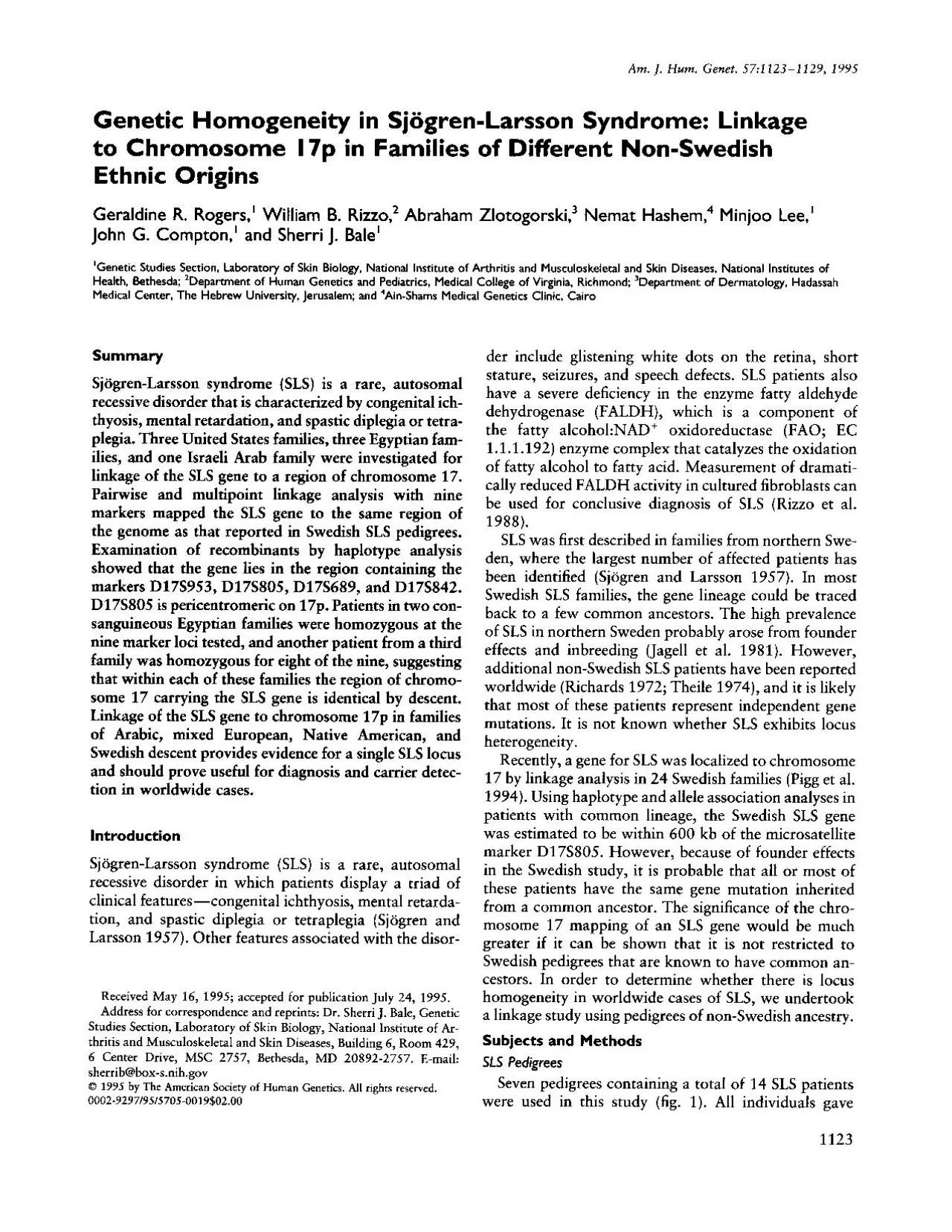 PDF-AmJHumGenet57112311291995GeneticHomogeneityinSjogrenLarssonSyn