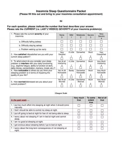 mnia Sleep Questionnaire Packet